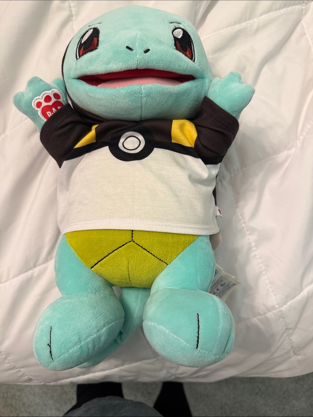 Build-A-Bear Light Blue Squirtle Plush with Yellow Shell and Black/White Tee